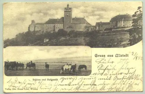 () Ansichtskarte. Gruss aus Allstedt. 1902. PLZ-Bereich 06528