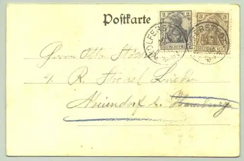 () Ansichtskarte. Gruss aus Allstedt. 1902. PLZ-Bereich 06528