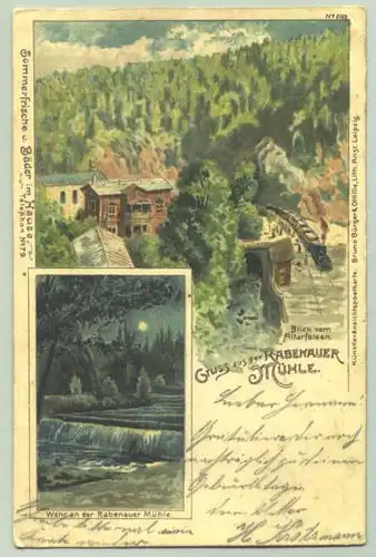 () Ansichtskarte. Gruss aus der Rabenauer Muehle. 1904. PLZ-Bereich 01734