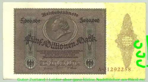 (1039257) Reichsbanknote Deutsches Reich, 5 Millionen, Berlin 1. Juni 1923