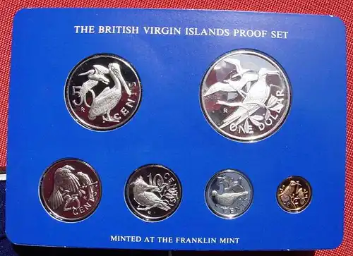 () British Virgin Islands. Proof-Satz 1976. 6 Muenzen in Original-Folie (1 Dollar-Muenze in Sterling-Silber)