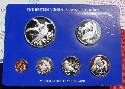 () British Virgin Islands. Proof-Satz 1978. 6 Muenzen in Original-Folie (1 Dollar-Muenze in Sterling-Silber)