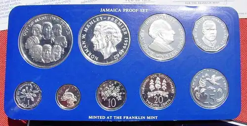 () Jamaica. Original Proof-Satz von 1978. 9 Muenzen (zum Teil in 925-er Sterling-Silber)