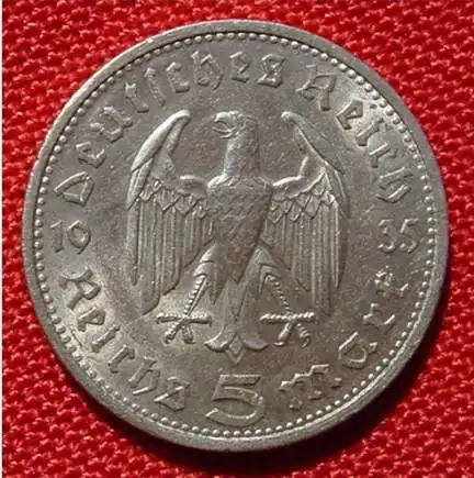 () Deutsches Reich 5 Reichsmark 1935 G, Hindenburg, Jaeger-Nr. 360