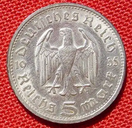(1030548) Deutsches Reich 5 Reichsmark 1935 G, Hindenburg, Jaeger-Nr. 360