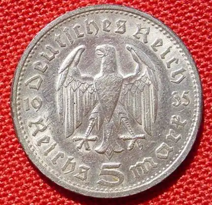 () Deutsches Reich 5 Reichsmark 1935 G, Hindenburg, Jaeger-Nr. 360