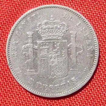 (1039421) Alte grosse Silbermünze aus Spanien. 5 Pesetas 1884. Versandkosten ab Euro 2,50