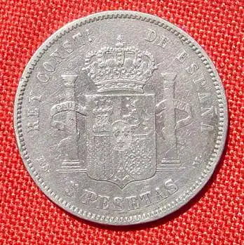 () Alte grosse Silbermünze aus Spanien. 5 Pesetas 1884. Versandkosten ab Euro 2,50