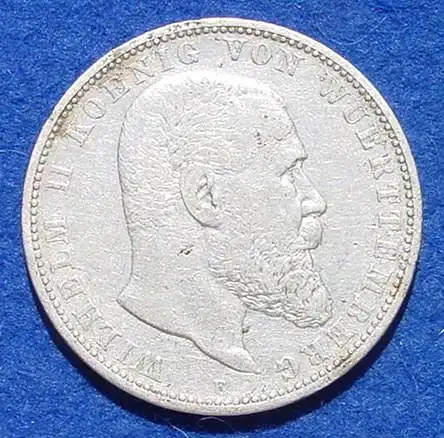 () Silbermuenze Wuerttemberg 5 Reichsmark 1895 Deutsches Reich, Jaeger-Nr. 176