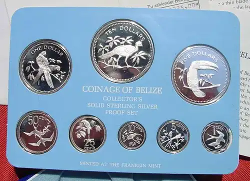 () Belize. Original Proof-Satz von 1978. 8 Muenzen in 925-er Sterling-Silber