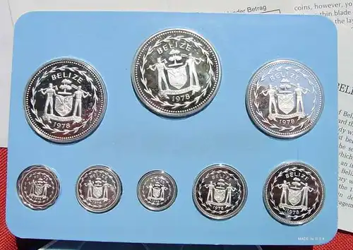 () Belize. Original Proof-Satz von 1978. 8 Muenzen in 925-er Sterling-Silber