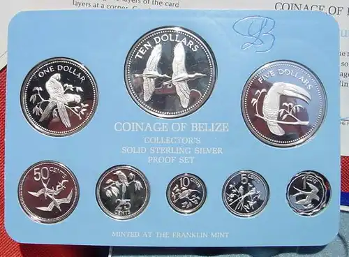 () Belize. Original Proof-Satz von 1979. 8 Muenzen in 925-er Sterling-Silber