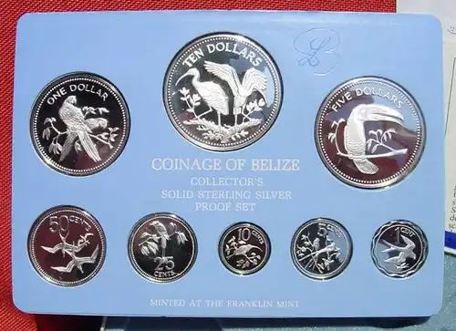 () Belize. Original Proof-Satz von 1980. 8 Muenzen in 925-er Sterling-Silber