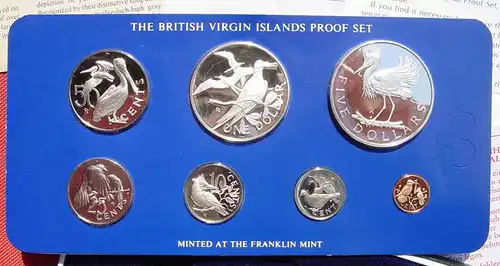 () British Virgin Islands. Proof-Satz 1979. 7 Muenzen in Original-Folie (z. T. Sterling-Silber)