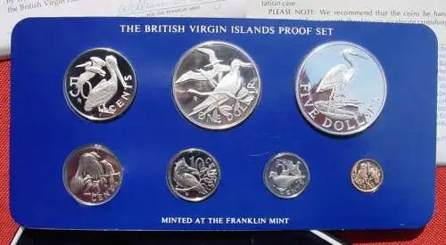 () British Virgin Islands. Proof-Satz 1980. 7 Muenzen in Original-Folie (z. T. Sterling-Silber)