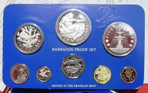 () Barbados. Original Proof-Satz von 1978.  8 Muenzen (zum Teil in 925-er Sterling-Silber)