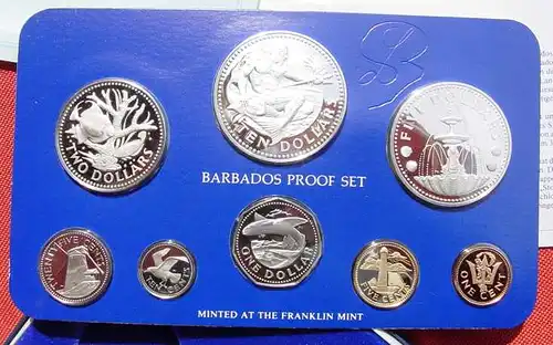 () Barbados. Original Proof-Satz von 1979.  8 Muenzen (zum Teil in 925-er Sterling-Silber)