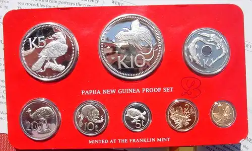 () Papua New Guinea. Proof-Satz von 1978. 8 Muenzen (zum Teil in Silber)