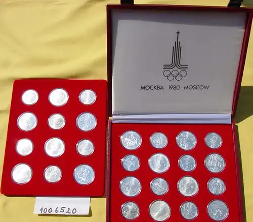 (1006520) Russland Olympiade Moskau 1980. 28 Silbermuenzen. Komplett. 630 g reines Silber !