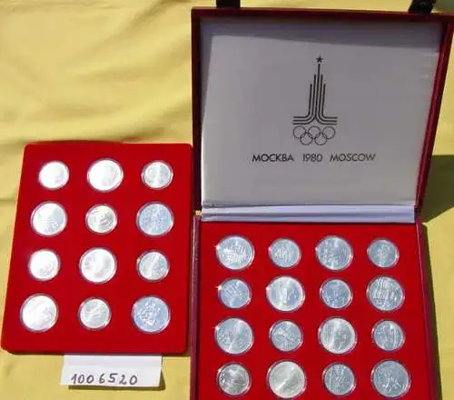 () Russland Olympiade Moskau 1980. 28 Silbermuenzen. Komplett. 630 g reines Silber !