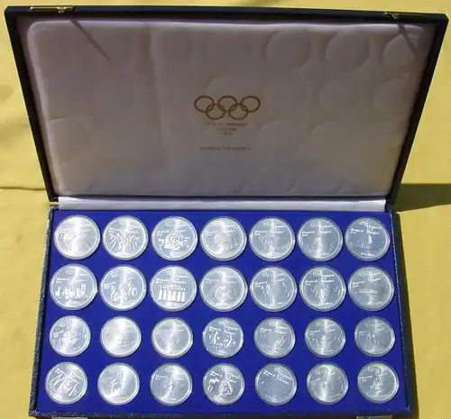 () Kanada XXI. Olympiade Montreal 1976. Komplett 28 Silbermuenzen. 943 g reines Silber !