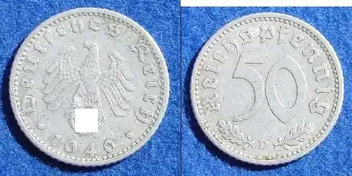 (040819) 50 Reichs-Pfennig 1940-D, J. 372. Zustand bitte selbst entscheiden / siehe Scan