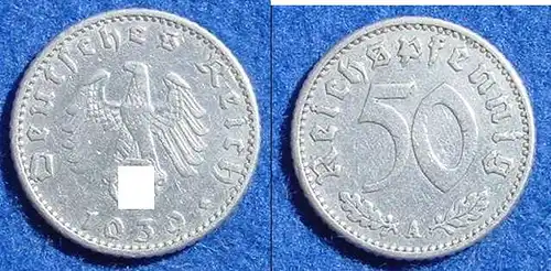 (040824) 50 Reichs-Pfennig 1939-A, J. 372. Zustand bitte selbst entscheiden / siehe Scan