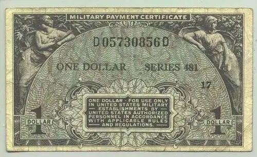 (1028125) 1 Dollar. Military Payment Certificate. Series 481 No. 17