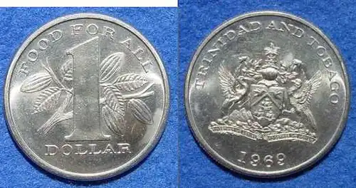 () Trinidad and Tobago 1 Dollar 1969. F.A.O. Muenze, KM 6