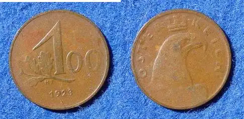 (1015582) Oesterreich. Muenze. 100 Kronen 1923. Seltener Jahrgang ! ?