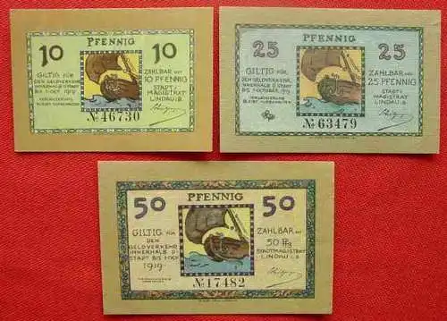 () Notgeld. Stadt Lindau i. B.  10 / 25 / 50 Pfennig 1919