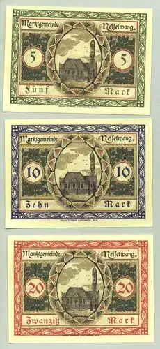 (1018365) 3 Gutscheine der Gemeinde Nesselwang zu 5, 10, 20 Mark November 1918. # Geldschein, Gutschein, Notgeld
