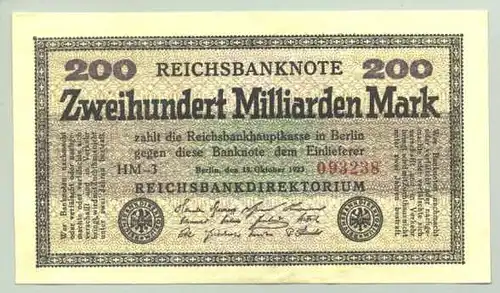 (1028290) 200 Milliarden Reichsmark 1923, Katalog : Ro. 118 b, TOP Zustand !