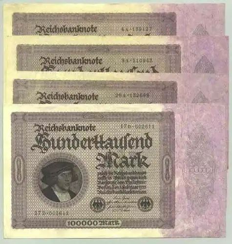 (1028364) 4 x 100.000 Reichsmark 1923, Katalog : Ro. 82 d