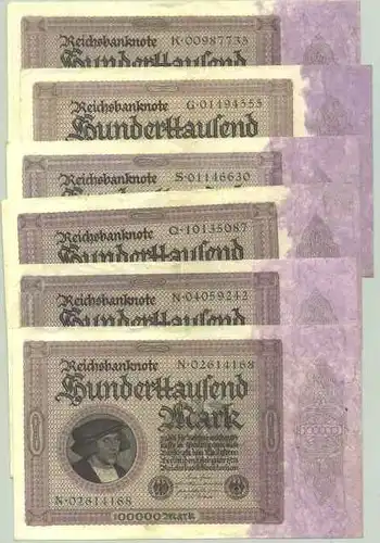 (1028365) 6 x 100.000 Reichsmark 1923, Katalog : Variante Ro. 82 a
