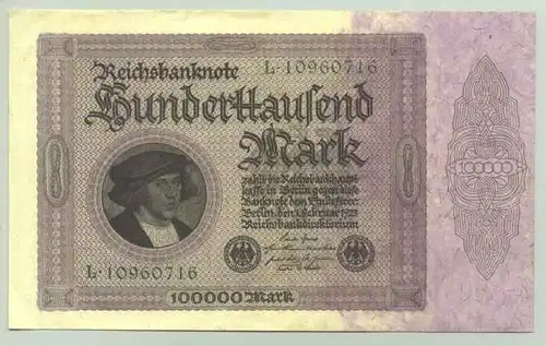 () 100.000 Reichsmark 1923, Katalog : Variante Ro. 82 a, TOP Zustand