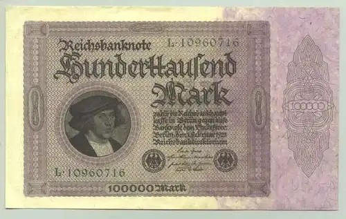 (1028367) 100.000 Reichsmark 1923, Katalog : Variante Ro. 82 a, TOP Zustand