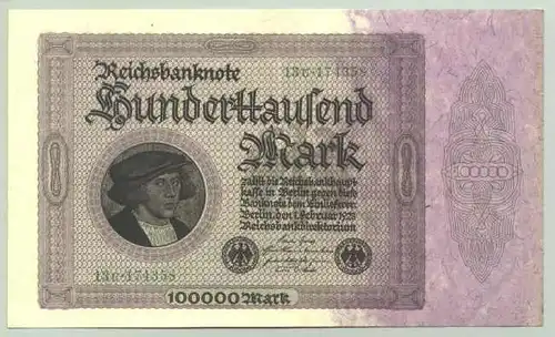 () 100.000 Reichsmark 1923, Katalog : Ro. 82 d. Format !