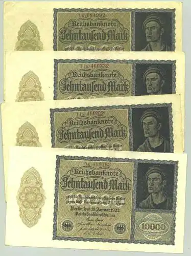 () 4 x 10.000 Reichsmark 1922, Katalog : Ro. 69 c, TOP Zustand