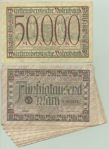 () 9 x 50.000 Mark.  Wuerttembergische Notenbank, Stuttgart 1923