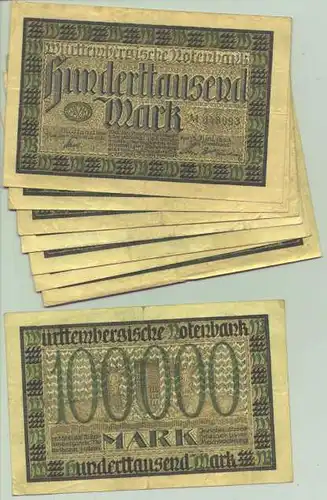 () 8 x 100.000 Mark 15. Juni 1923. Wuerttembergische Notenbank, Stuttgart