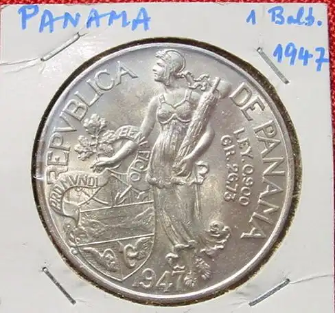 (1039552) Grosse, schoene Silbermuenze Panama 1 Balboa 1947
