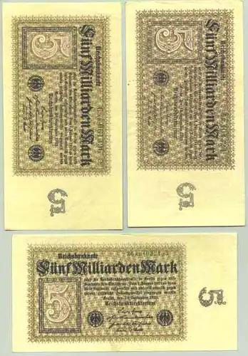 (1028269) Deutsches Reich. 3 x 5 Milliarden Mark 1923, Ro. 112 c, fast ungebraucht