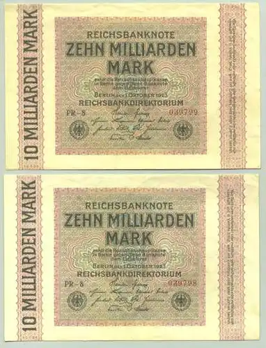 () Deutsches Reich. 2 x 10 Milliarden Mark 1923, Ro. 114 c, fast ungebraucht