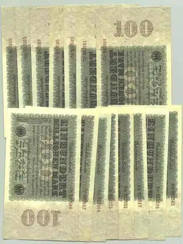 (1028330) Deutsches Reich. 15 x 100 Millionen Mark 1923, Ro. 106 c, TOP Zustand !