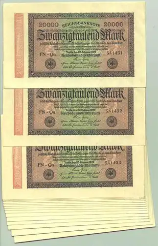 () Deutsches Reich. 17 x 20.000 Mark 1923, Ro. 84 I, TOP Zustand !