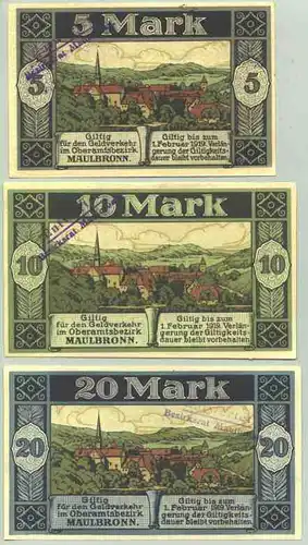 () Maulbronn. 3 Geldscheine von 1918. Notgeld