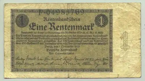 (1028240) Deutsches Reich. 1 Rentenmark Nov. 1923. Ro. 154 a