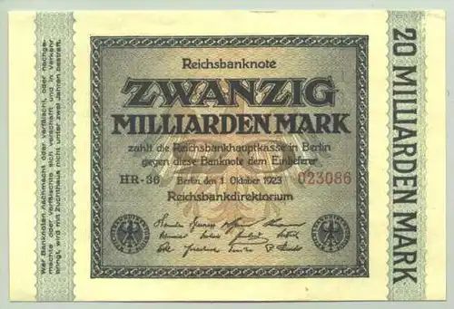 (1028274) Deutsches Reich. 20 Milliarden Mark 1923, Ro. 115 b. TOP Zustand !