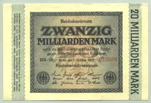 () Deutsches Reich. 20 Milliarden Mark 1923, Ro. 115 b. TOP Zustand !